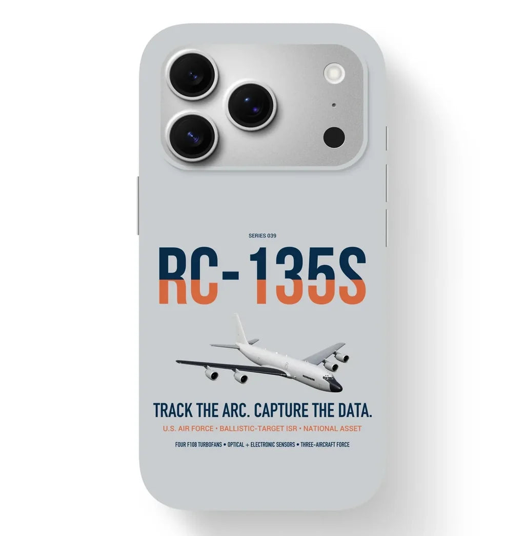 RC-135S Cobra Ball design on light gray magsafe iphone case, for iPhone 17 Pro