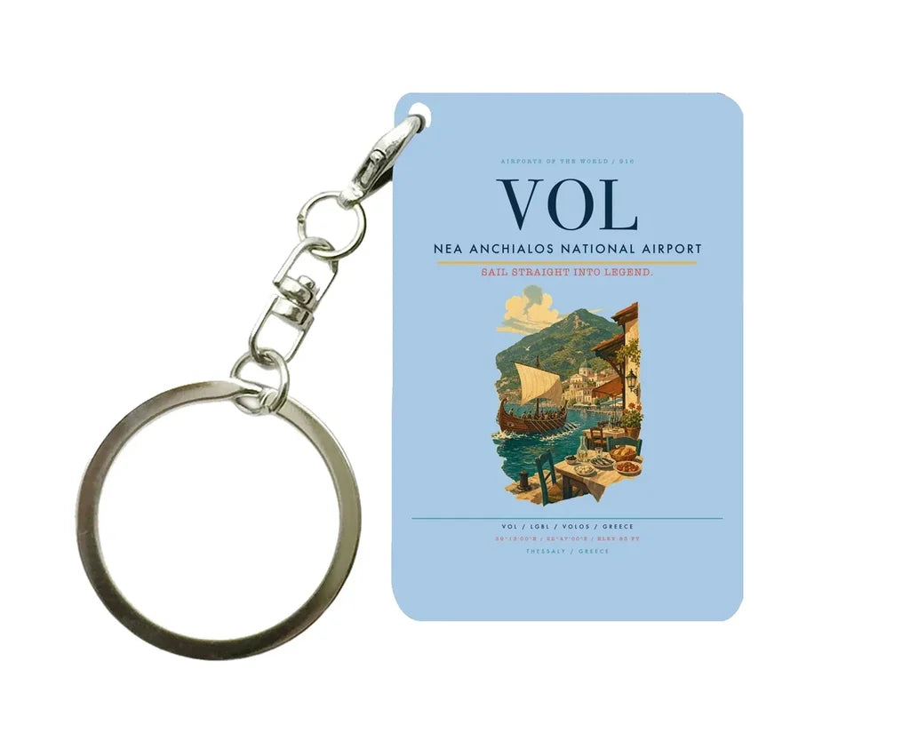 Nea Anchialos National Airport (VOL) design on light blue key chain
