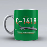Thumbnail for C-141B Starlifter design on green ceramic mug, double-side print
