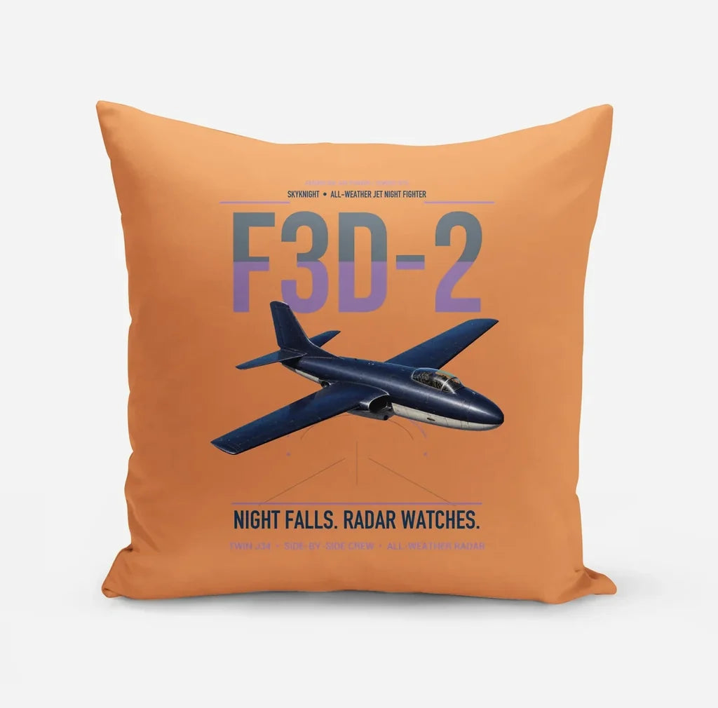 F3D-2 Skyknight design on orange pillow