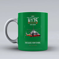 Thumbnail for Airbus H175 design on green ceramic mug, double-side print