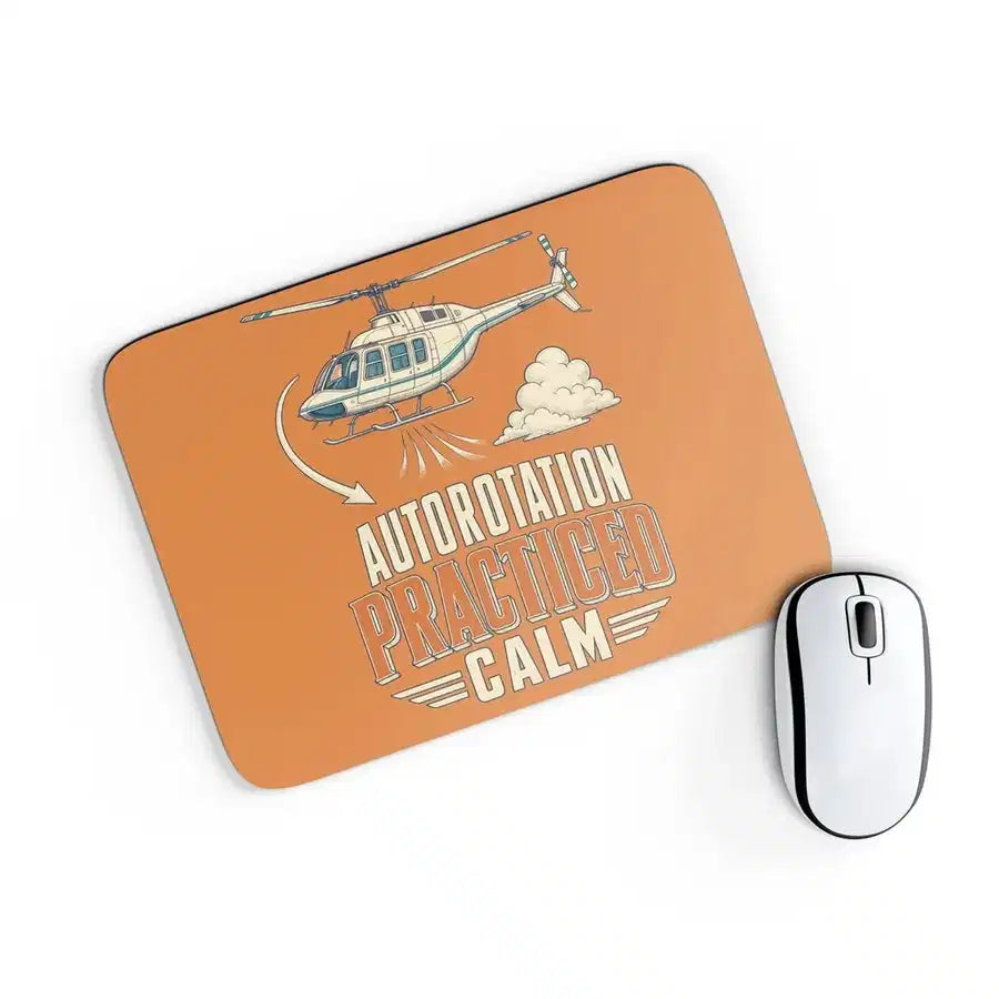 Autorotation Practiced Calm design on orange rectangle mouse pad