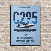 Thumbnail for Airbus C295 Firefighter vertical canvas print - framed - light blue background