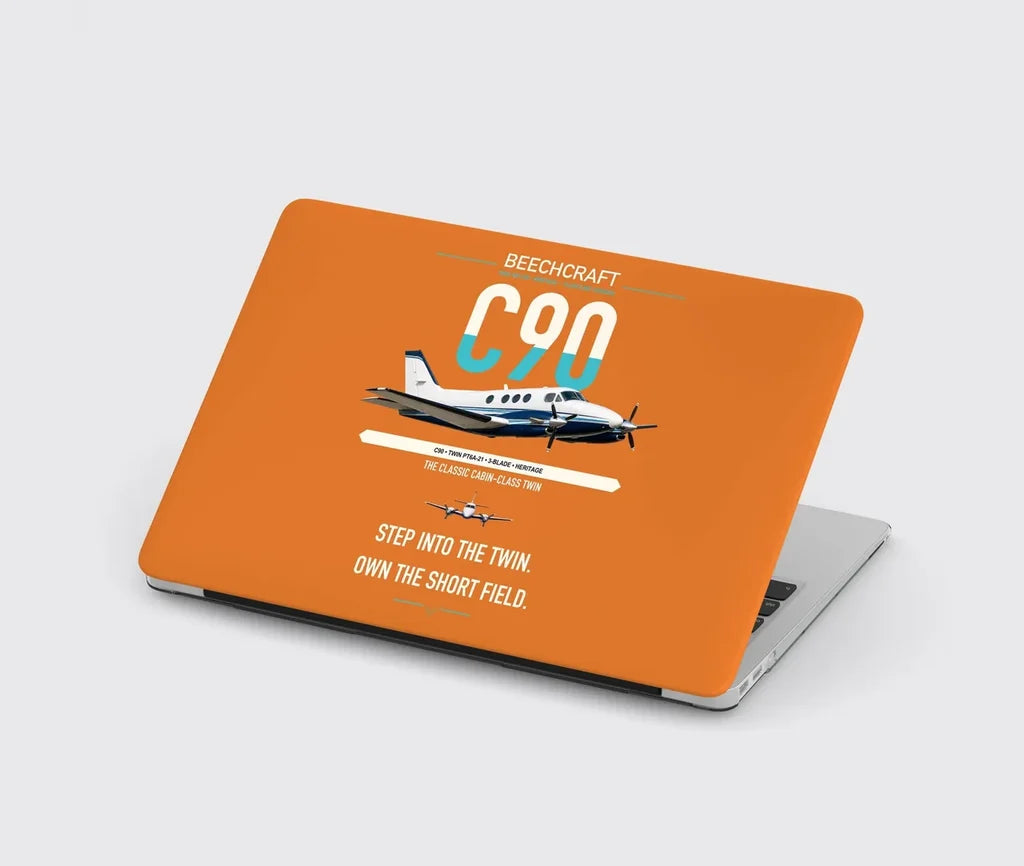 Beechcraft King Air C90 design on orange MacBook case