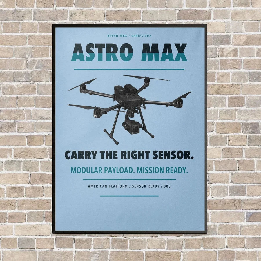 Freefly Astro Max vertical canvas print - framed - light blue background