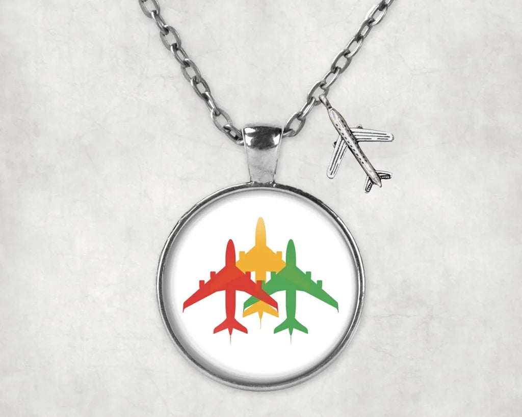 Colourful 3 Airplanes Necklace - view 10