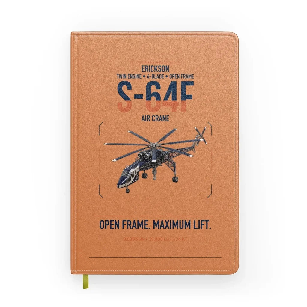 Erickson S-64F Air Crane design on orange notebook