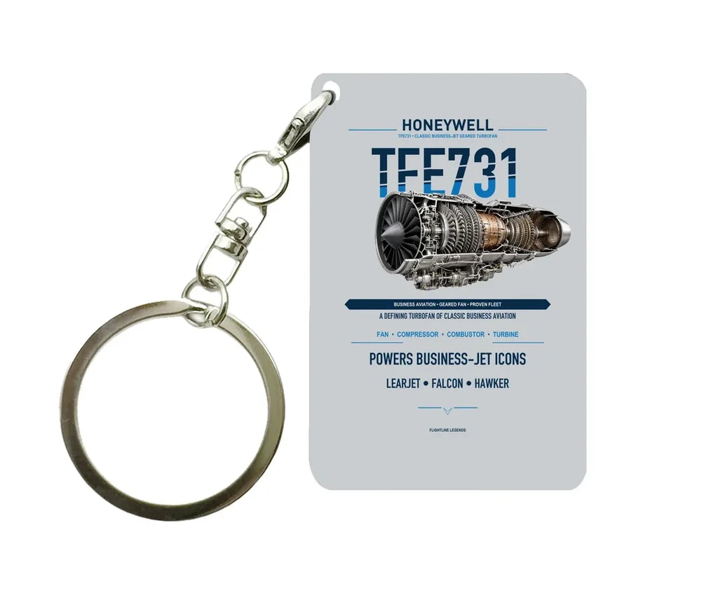 TFE731 Key Chain design on light gray key chain