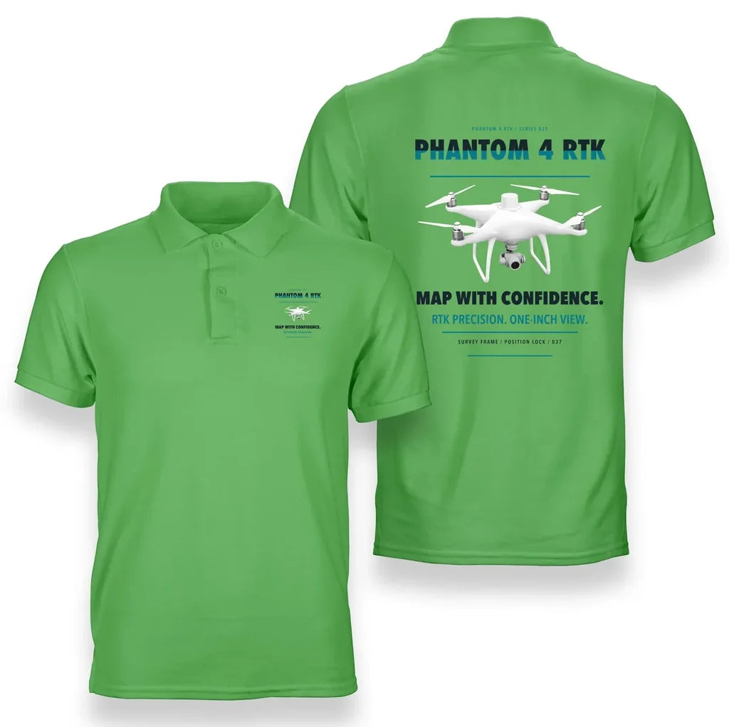 DJI Phantom 4 RTK design on light green polo