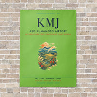 Thumbnail for Aso Kumamoto Airport KMJ vertical canvas print - no frame - light green background