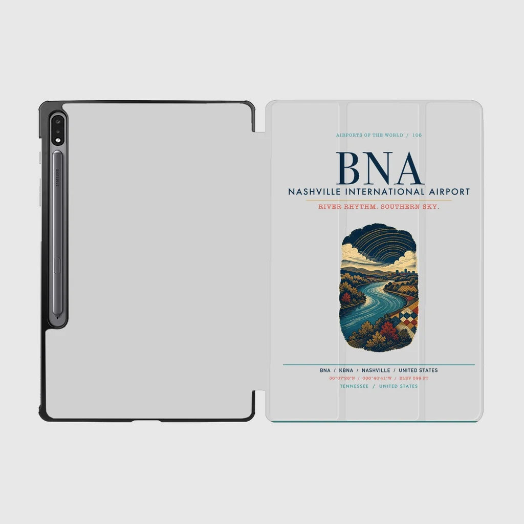 Nashville International Airport (BNA) design on light gray samsung tablet tablet case