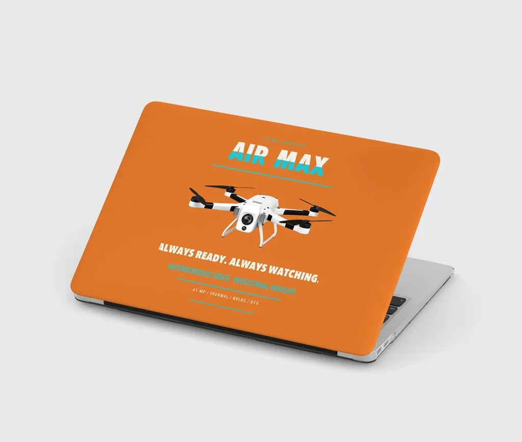 Percepto Air Max design on orange MacBook case