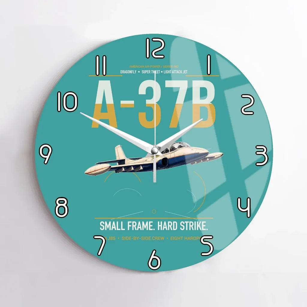 A-37B Dragonfly design on turquoise no frame wall clock