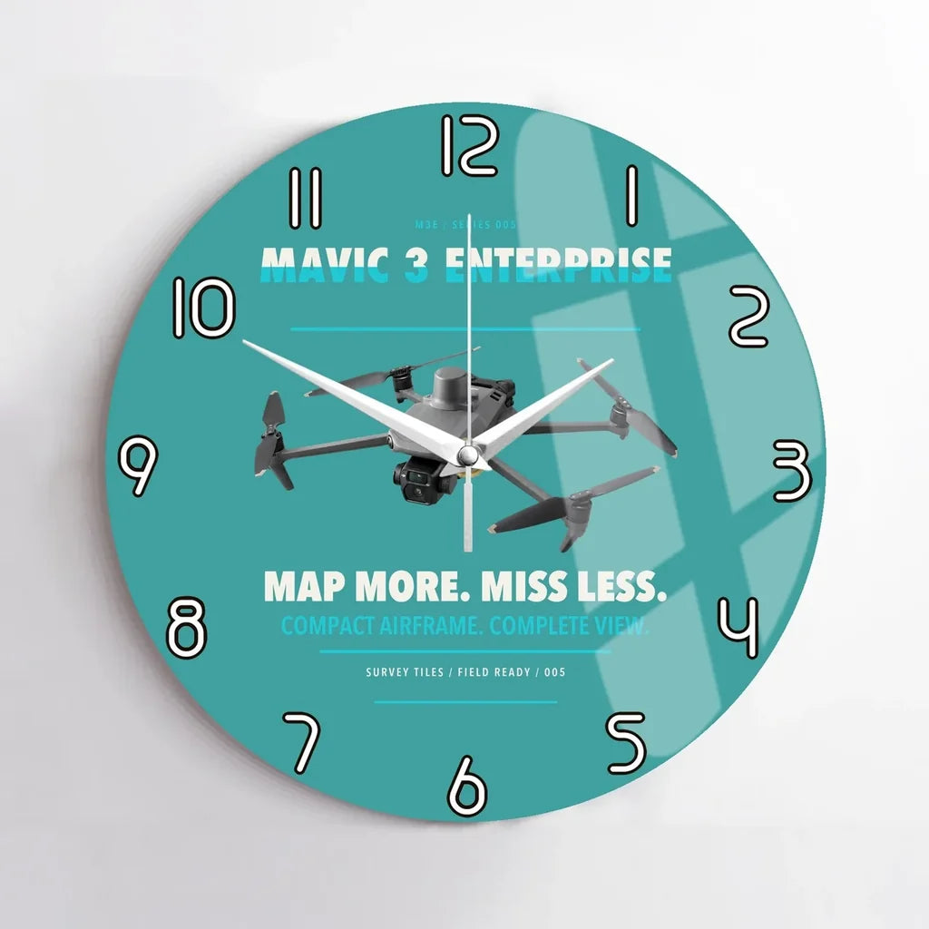 DJI Mavic 3 Enterprise design on turquoise no frame wall clock