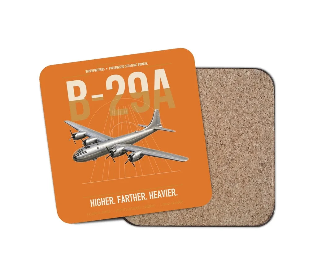 B-29A Superfortress design on orange 1 piece coaster