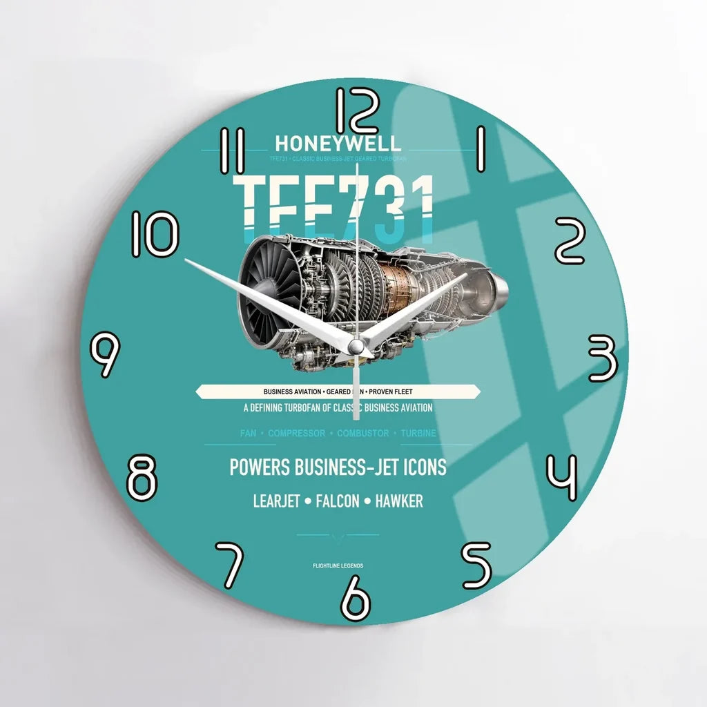 TFE731 design on turquoise no frame wall clock