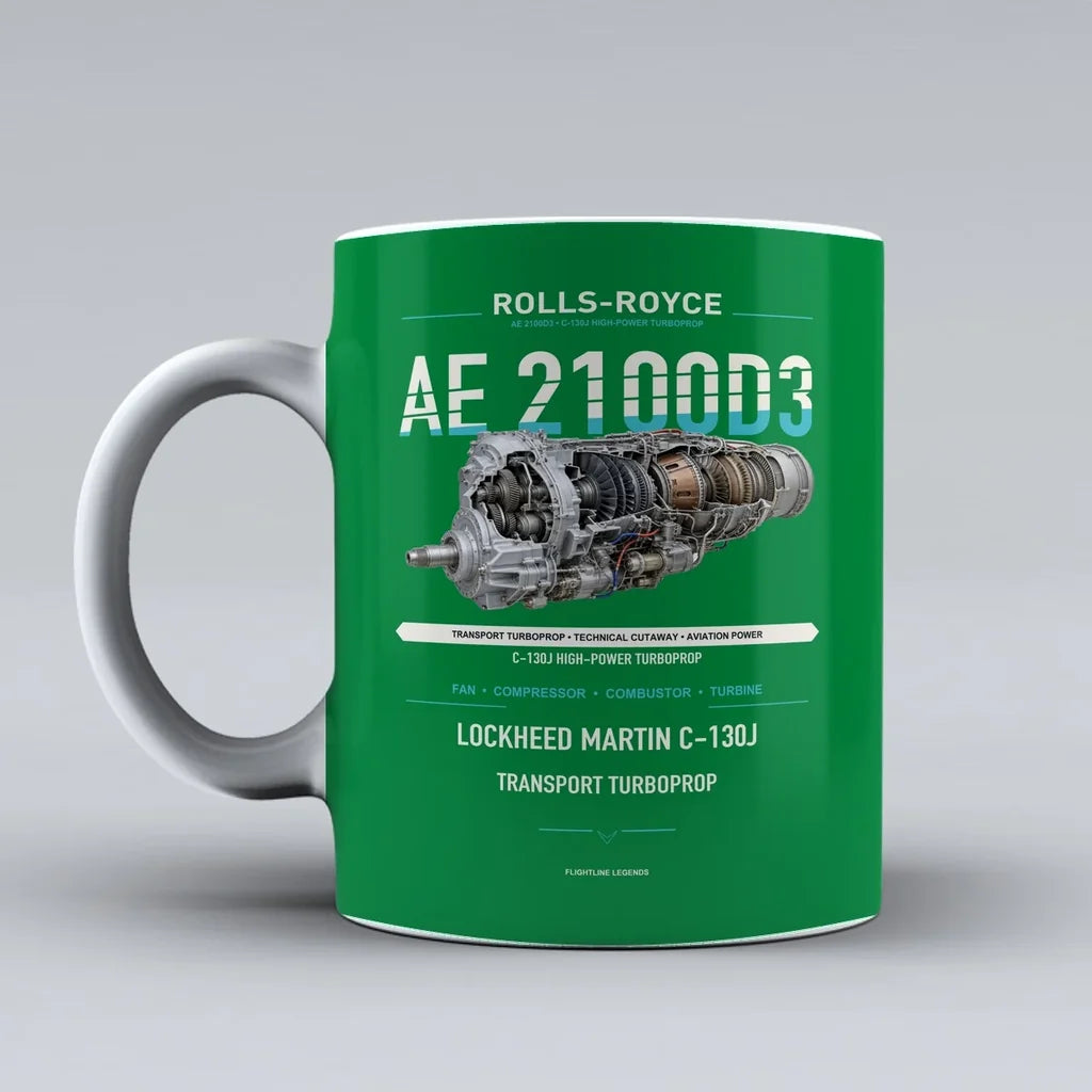 2100D3 Mug design on green ae