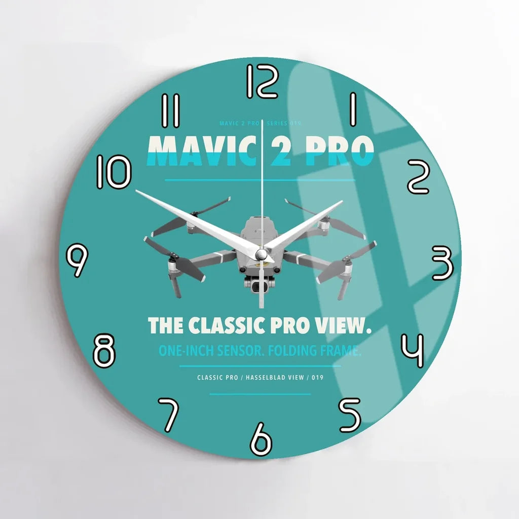 DJI Mavic 2 Pro design on turquoise no frame wall clock