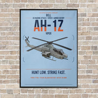 Thumbnail for Bell AH-1Z Viper vertical canvas print - framed - light blue background