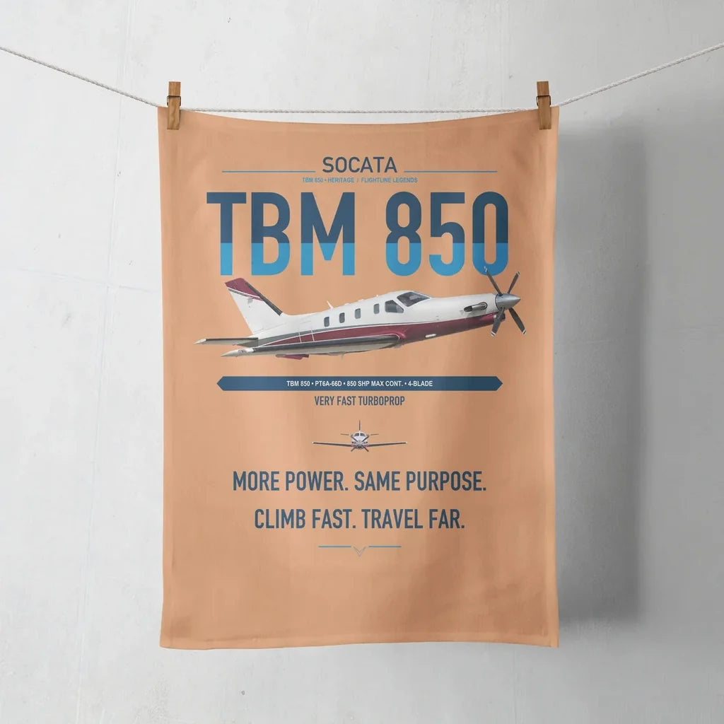Socata TBM 850 design on orange towel