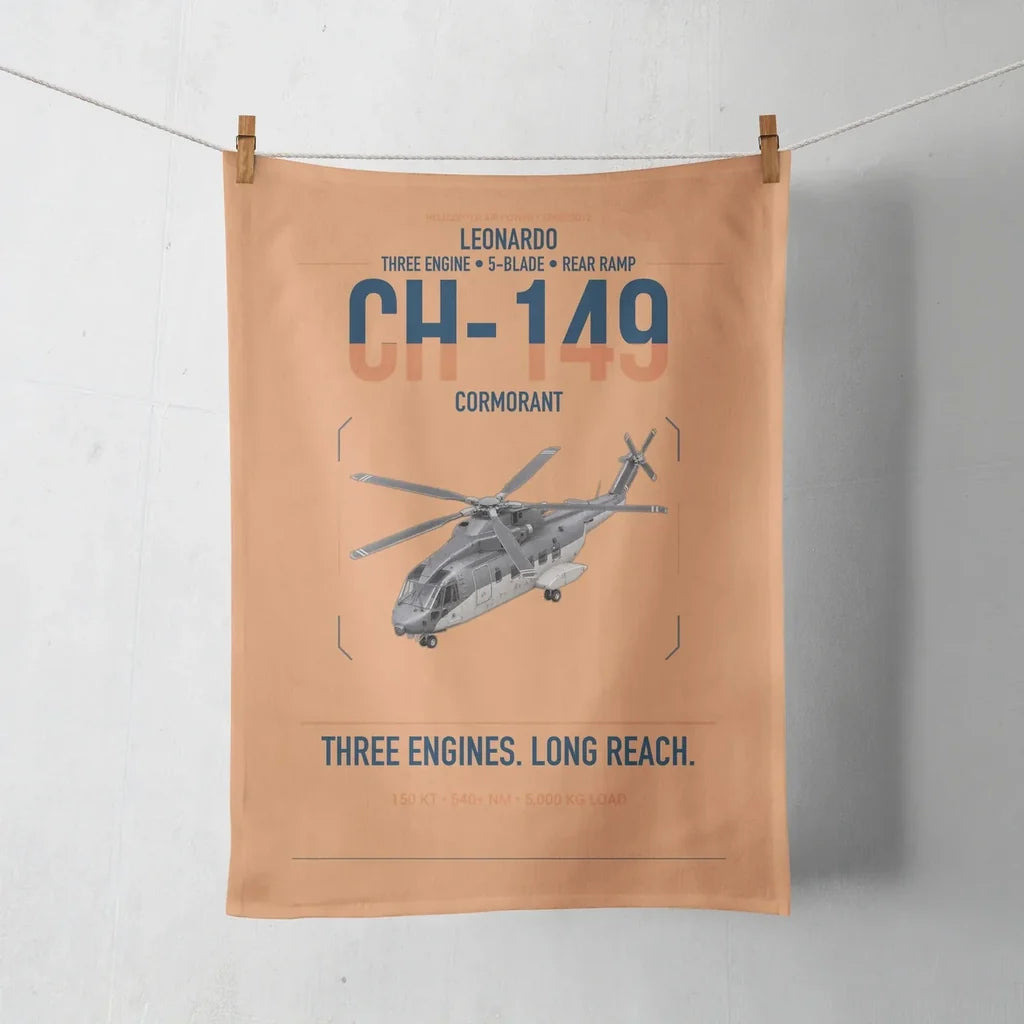 Leonardo CH-149 Cormorant design on orange towel