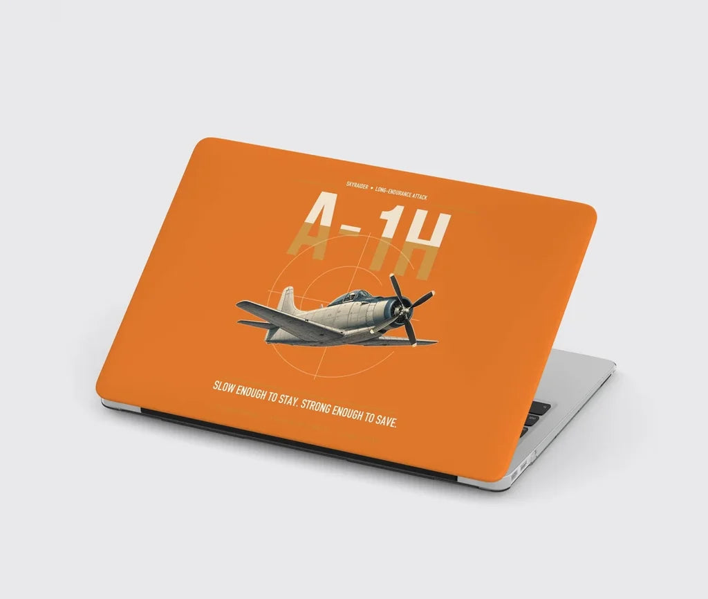 A-1H Skyraider design on orange MacBook case
