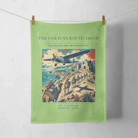 Thumbnail for VINTAGE G4332 - The Caravan Route Above - Designed Towels design on lightgreen
