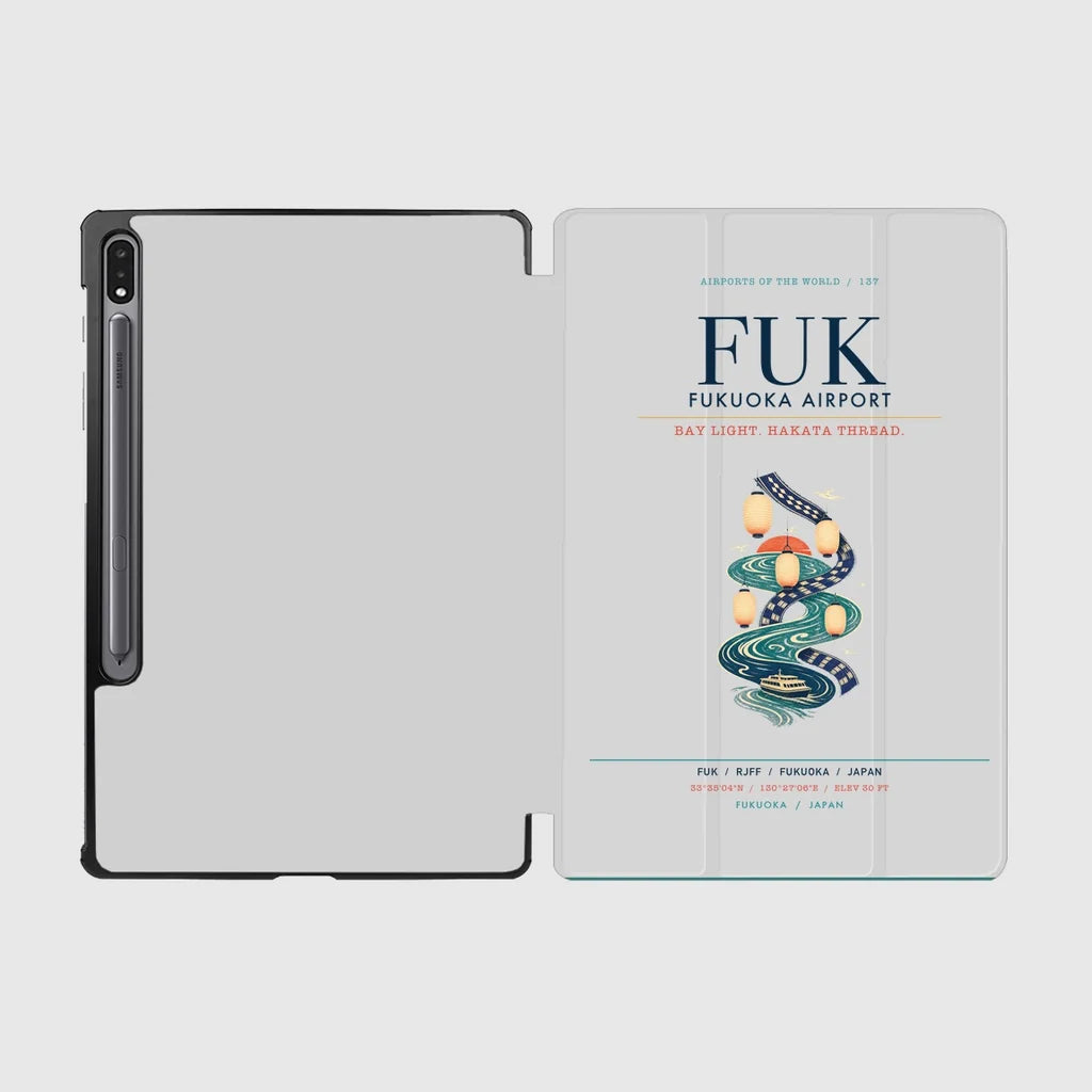 Fukuoka Airport (FUK) design on light gray samsung tablet tablet case