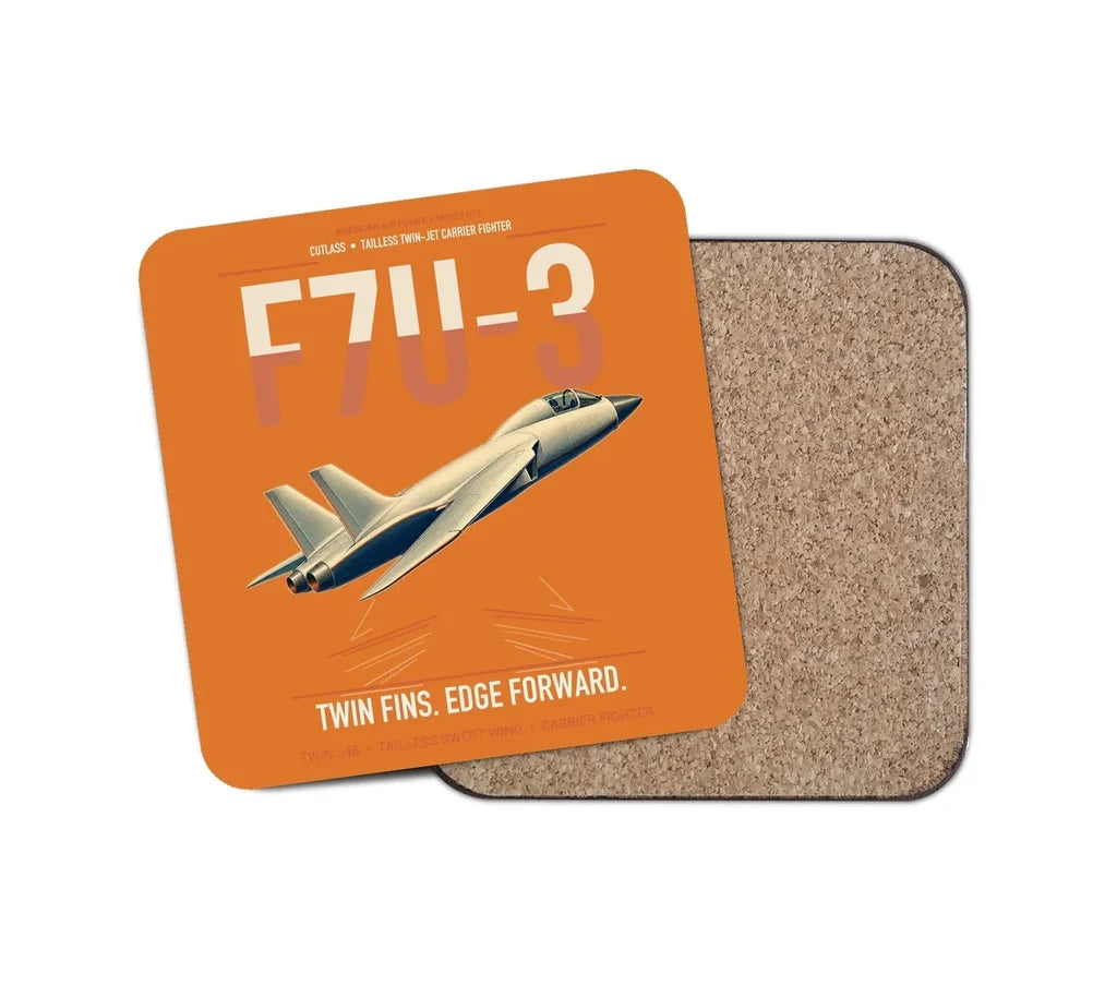 F7U-3 Cutlass design on orange 1 piece coaster