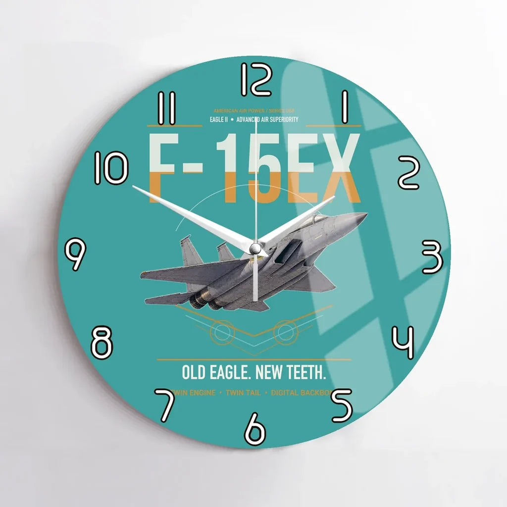F-15EX Eagle II design on turquoise no frame wall clock