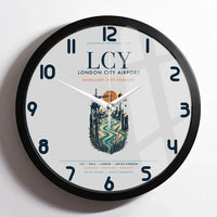 Thumbnail for London City Airport (LCY) design on light gray framed wall clock