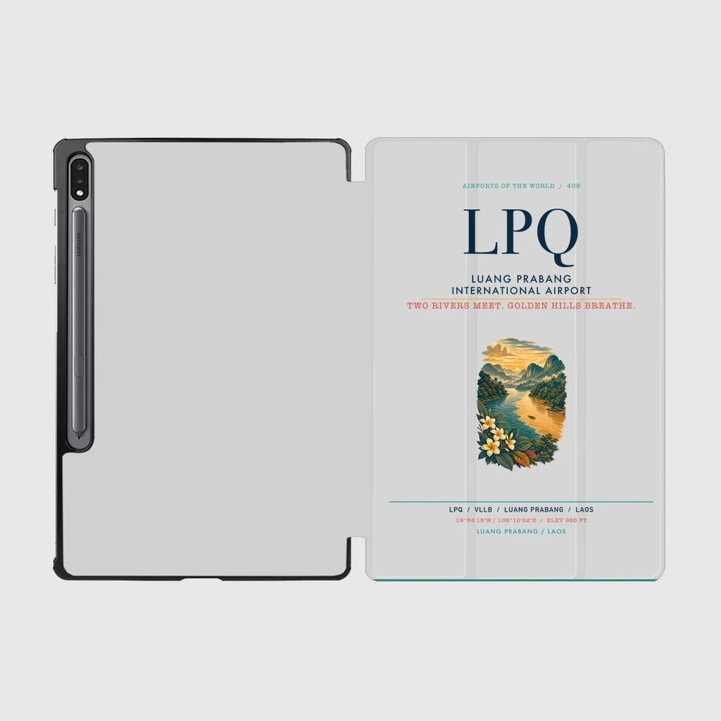 Luang Prabang International Airport (LPQ) design on light gray samsung tablet tablet case
