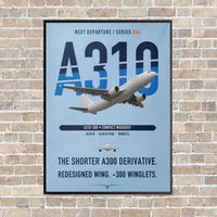 Thumbnail for Airbus A310-300 vertical canvas print - framed - light blue background