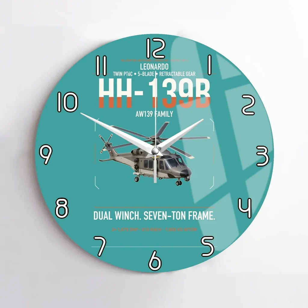Leonardo HH-139B design on turquoise no frame wall clock