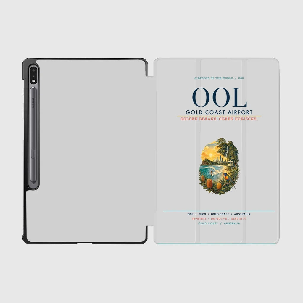 Gold Coast Airport (OOL) design on light gray samsung tablet tablet case