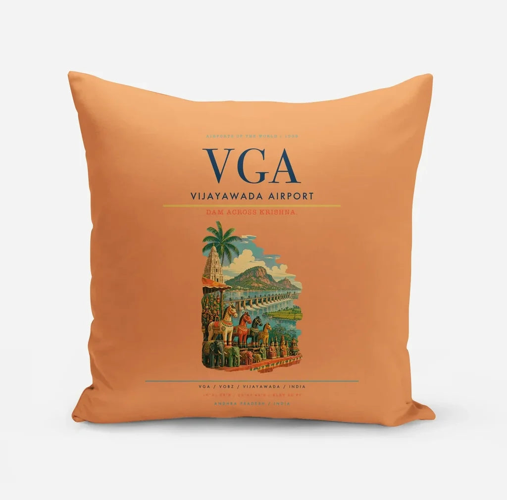Vijayawada Airport (VGA) design on orange pillow