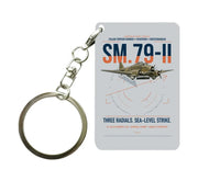 Thumbnail for Savoia-Marchetti SM.79-II Sparviero design on light gray designed key chain, double-side print