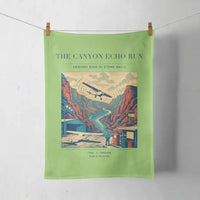Thumbnail for VINTAGE G4338 - The Canyon Echo Run - Designed Towels design on lightgreen