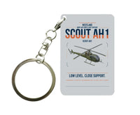 Thumbnail for Westland Scout AH1 design on light gray designed key chain, double-side print