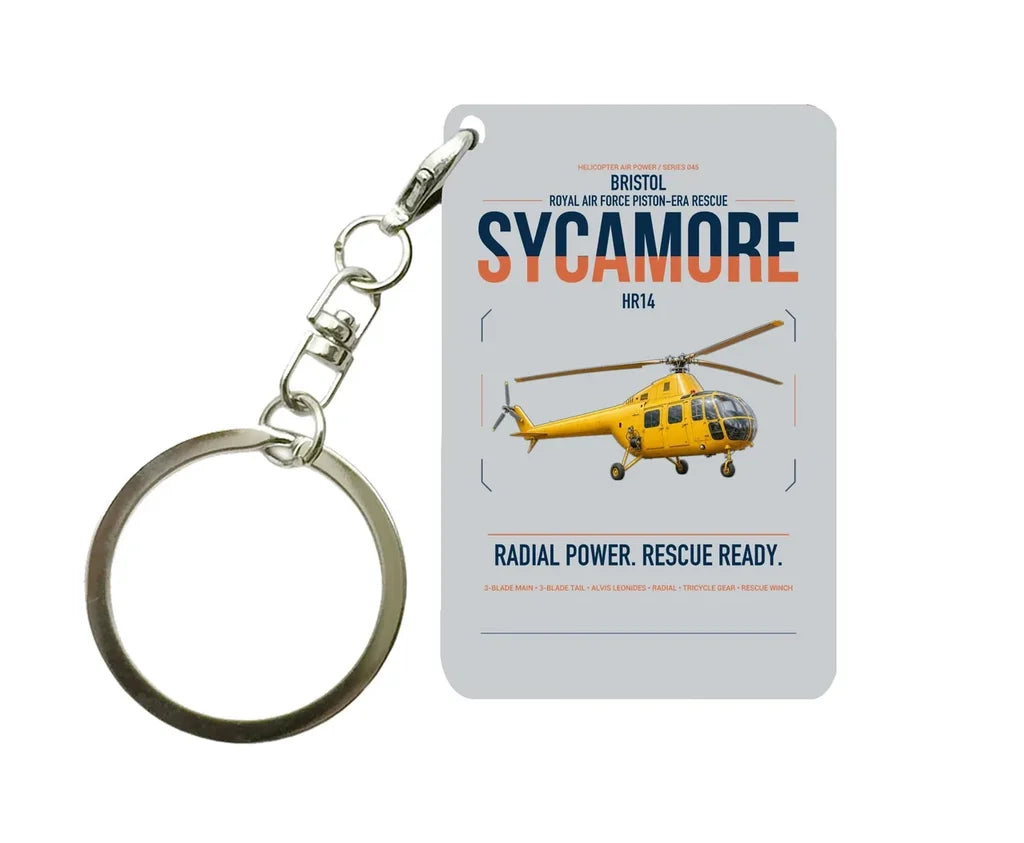 Bristol Sycamore HR14 design on light gray designed key chain, double-side print