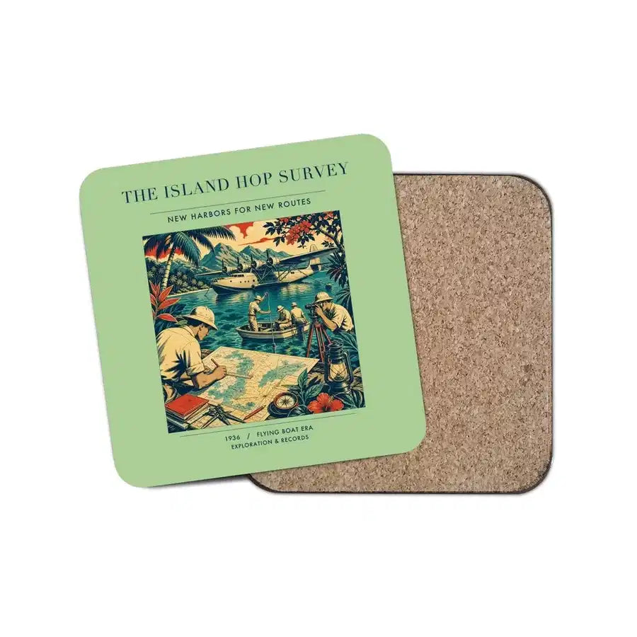 The Island Hop Survey - Designed Coasters design on light green 1-piece