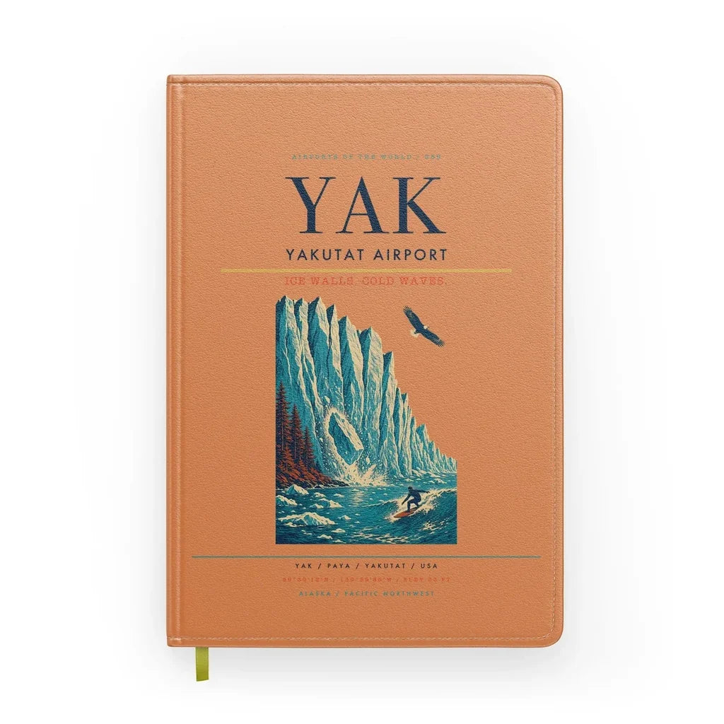 Yakutat Airport (YAK) design on orange notebook