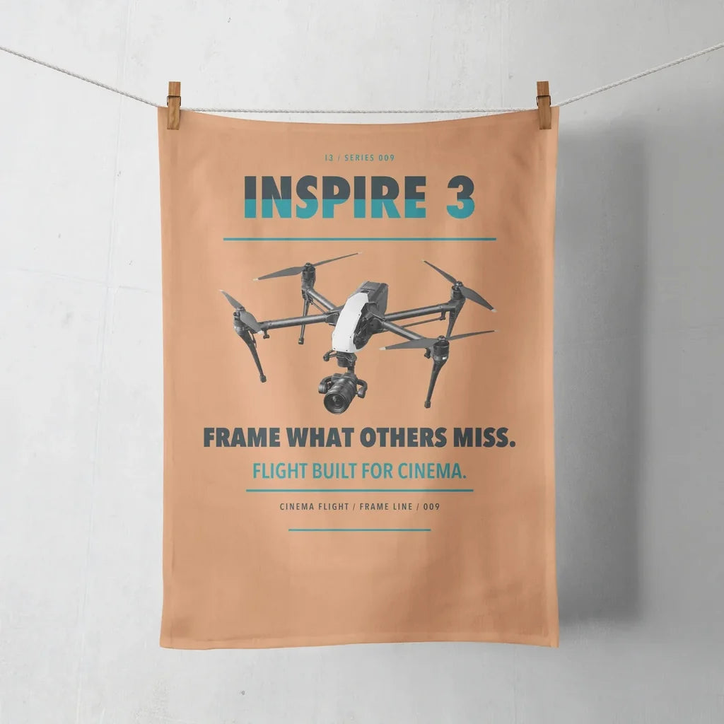 DJI Inspire 3 design on orange towel