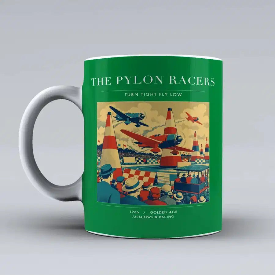 VINTAGE G4046 - The Pylon Racers - Ceramic Mug design on green