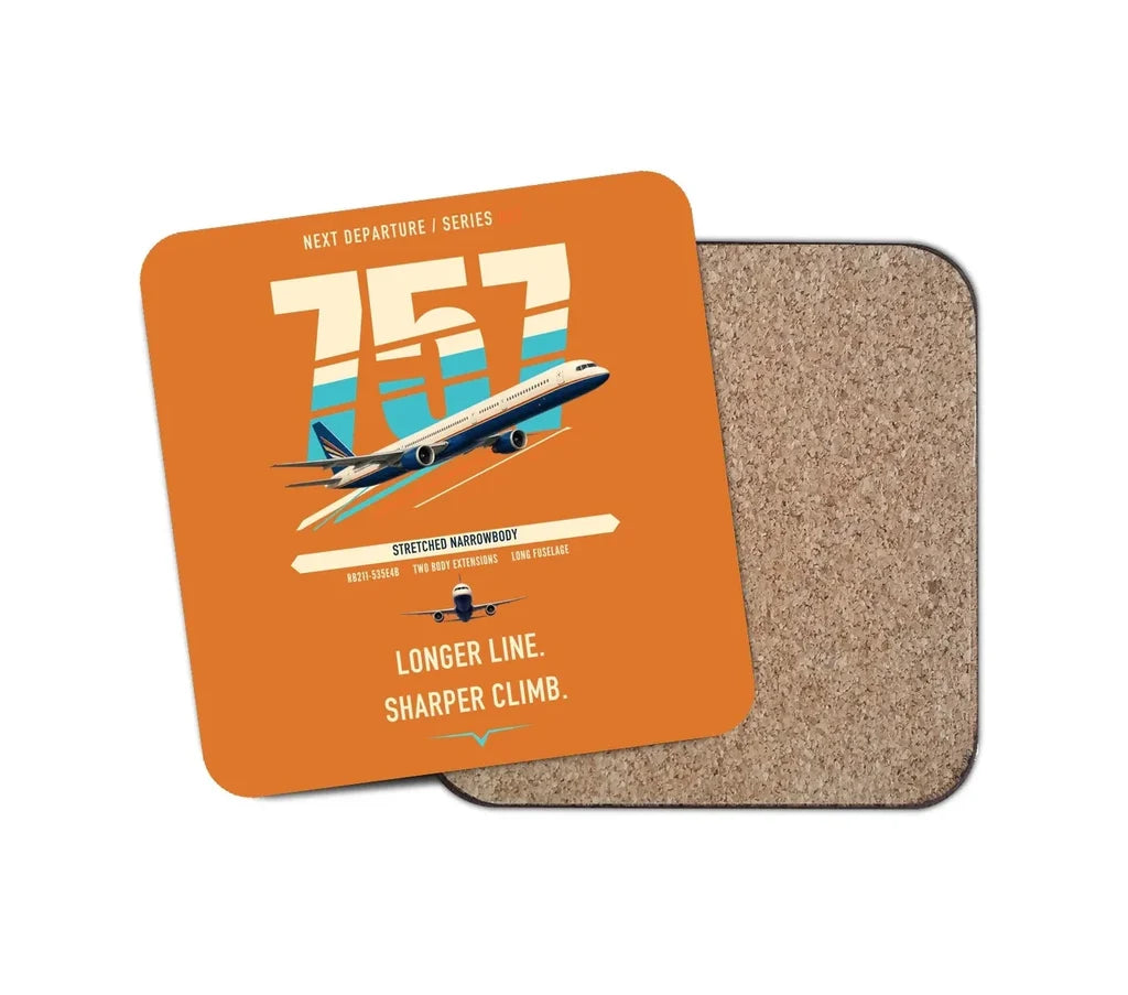 Boeing 757-300 design on orange 1 piece coaster