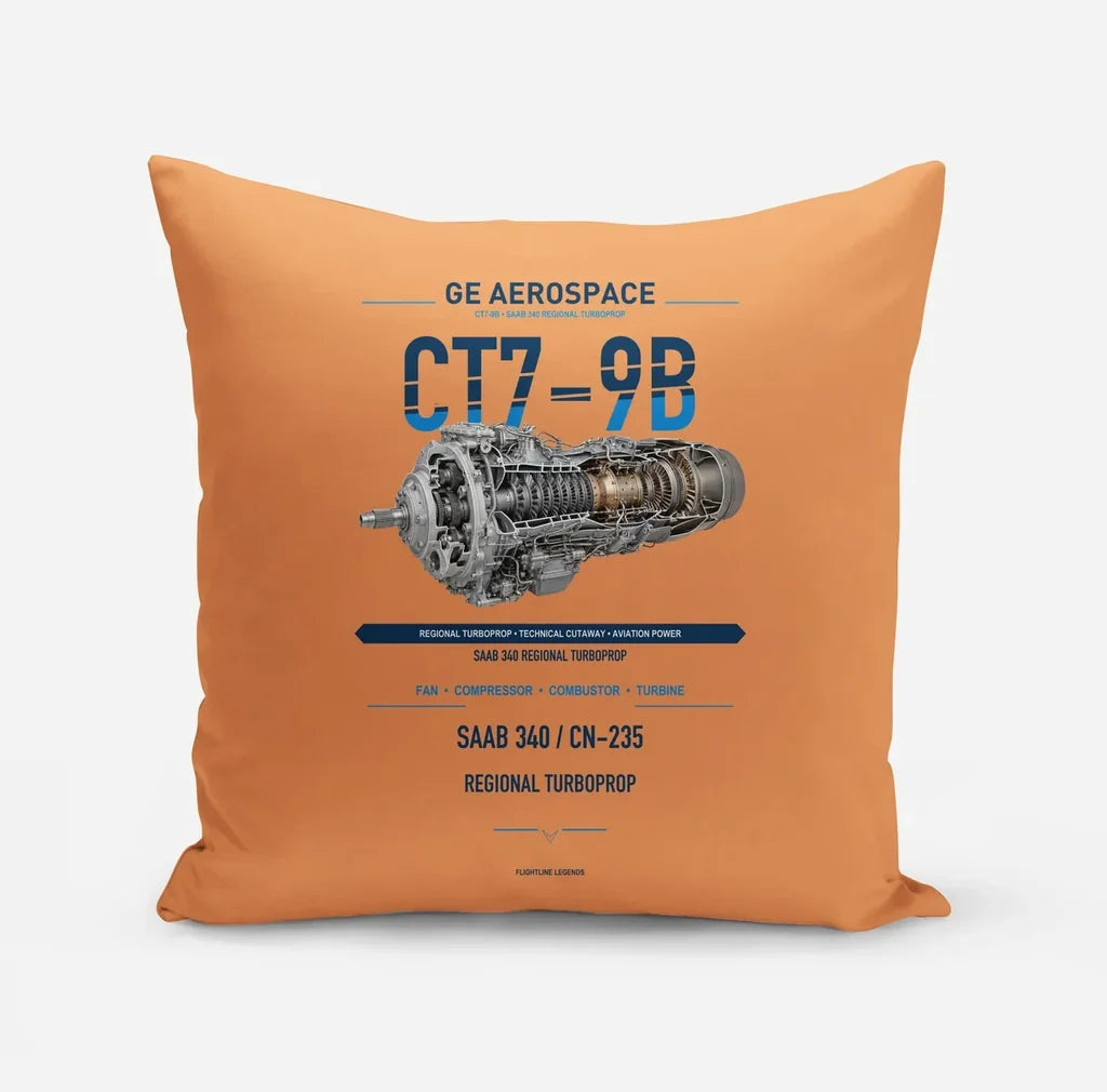 CT7-9B design on orange pillow