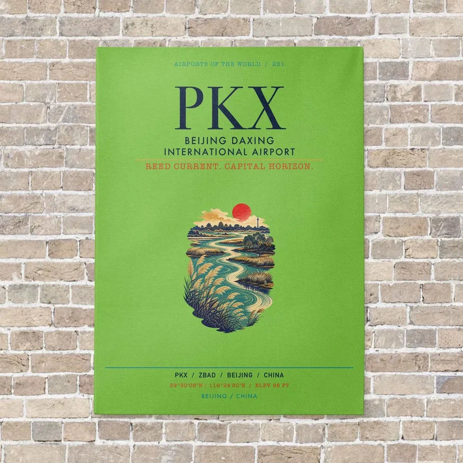 Beijing Daxing International Airport PKX vertical canvas print - no frame - light green background