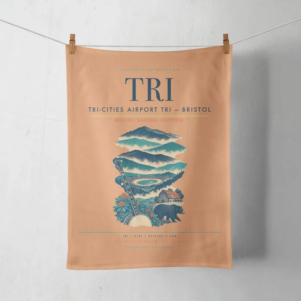Tri-Cities Airport (TRI) design on orange towel