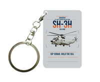 Thumbnail for Sikorsky SH-3H Sea King design on light gray designed key chain, double-side print