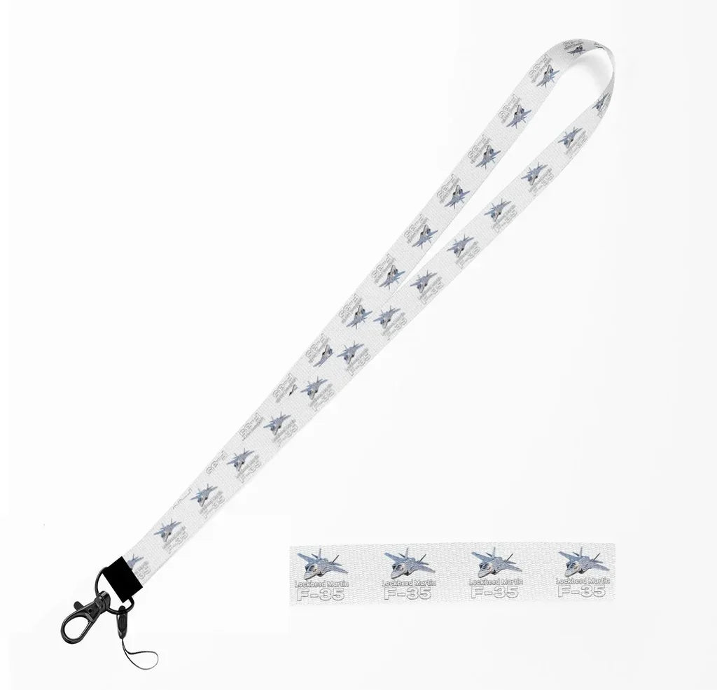 The Fighter Jet 35 Silhouette lanyard - white